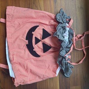 🎃🐝 Busy Bee Smocks Pumpkin/Halloween Top – 3T, Tie Straps & Ruffle Collar 🍂